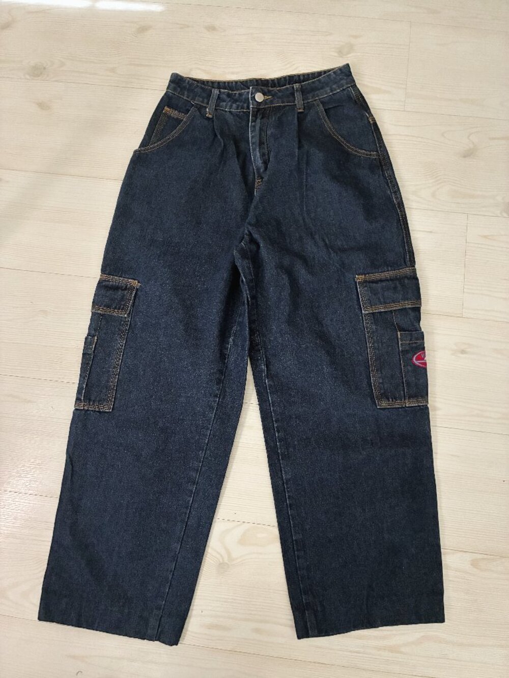 Wake Jeans Women's Y2K Baggy Cargo Jeans Blue Denim Wide Leg Size Medium US 6